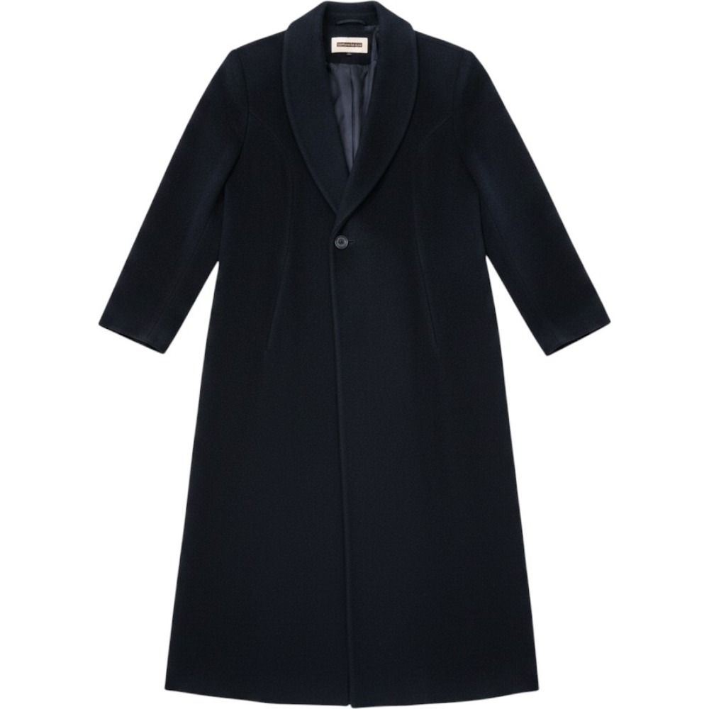 Studio Kristen Blake Wool Angora Shawl Collar Long Coat Black 12P 4040PD1